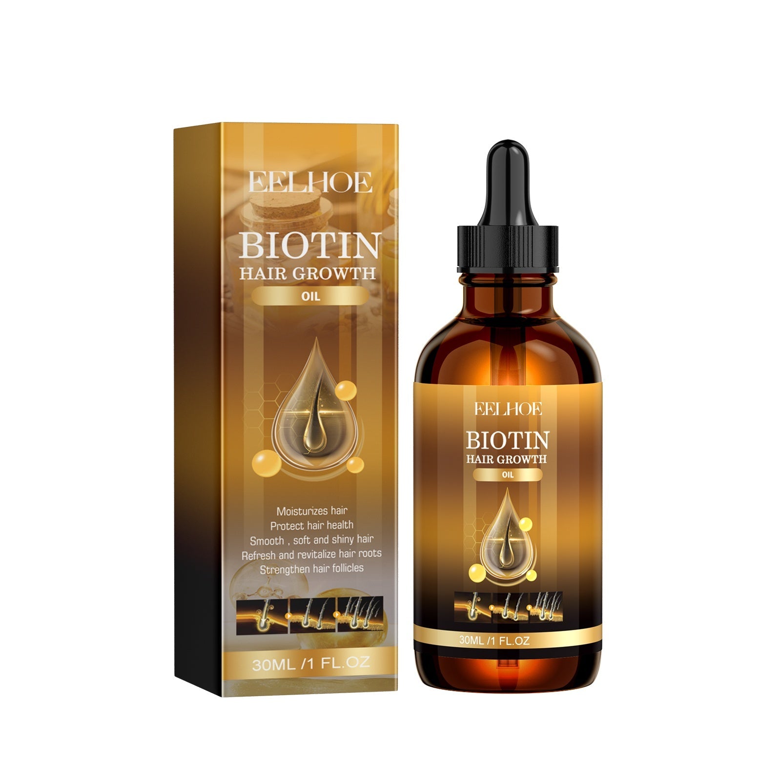 EELHOE Biotin Hair Treatment Oil Deeply Moisturizing Scalp Massage Treatment Thick And Smooth Hair Care Oil - Shiluxebeautyandhealth.com
